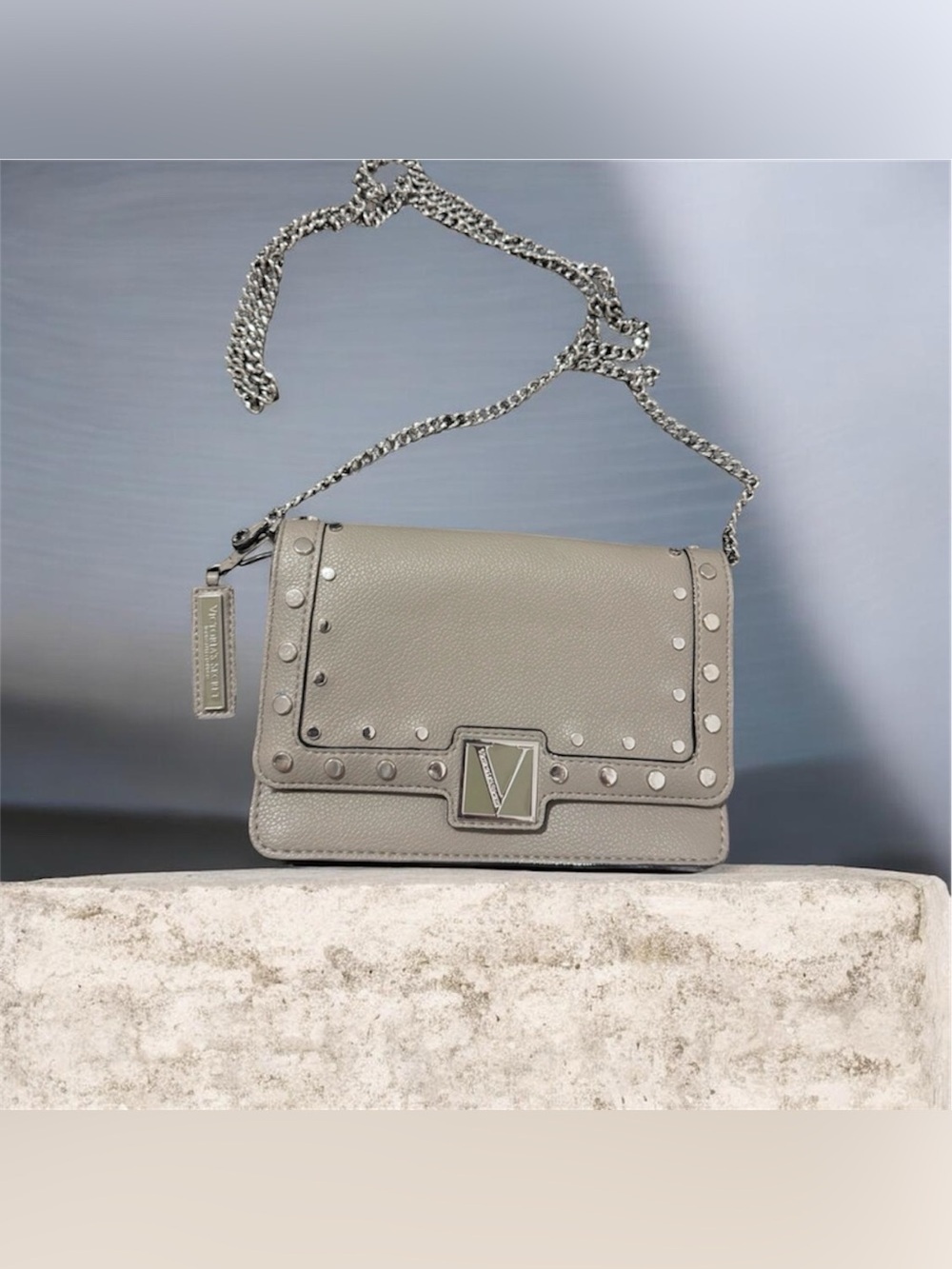 Victoria's Secret Gray Silver Studded Crossbody Bag
